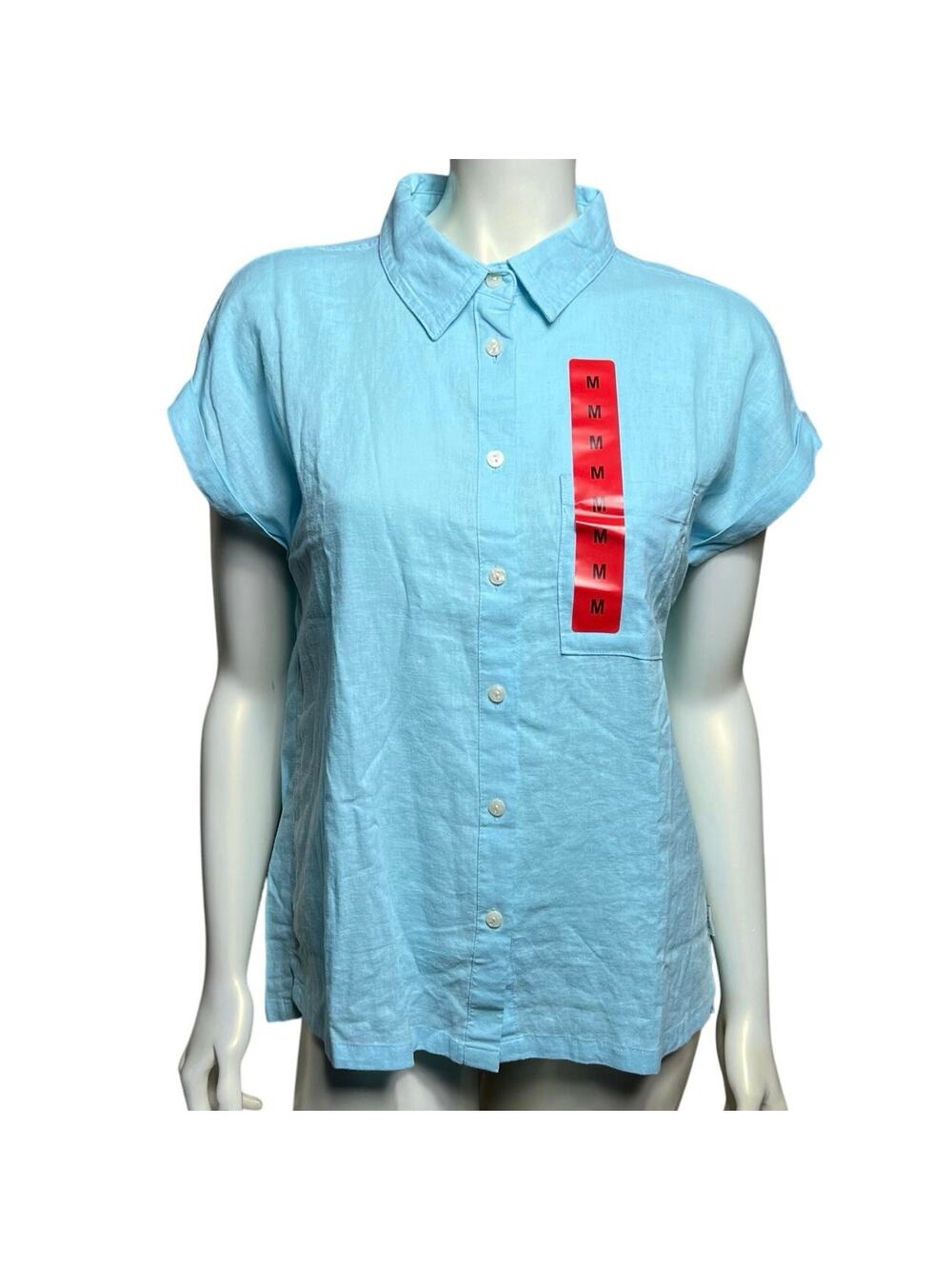 Orvis Women's Light Blue Short Sleeve Button-Up Shirt, Size M, New with Tags
